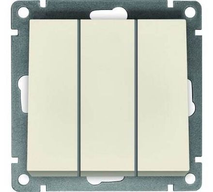 Выключатель трехклавишный "UNIVersal" серия "Афина", с/у, 10А, 220В, слоновая кость (ivory) (евросло