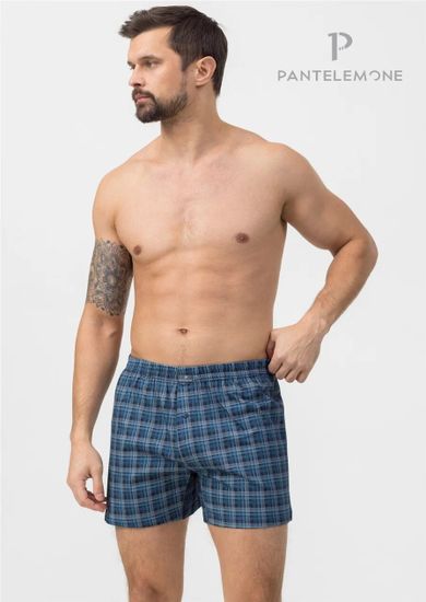 Трусы мужские семейные для больших мужчин Pantelemone PMBB-430, клетка темно-синяя