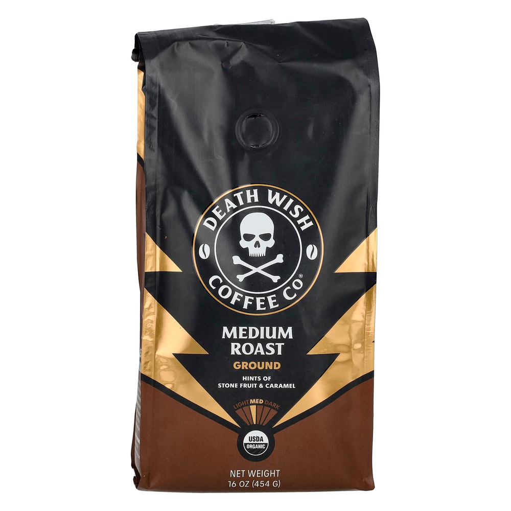 Death Wish Coffee, молотый, средняя обжарка, 454 г (16 унций)