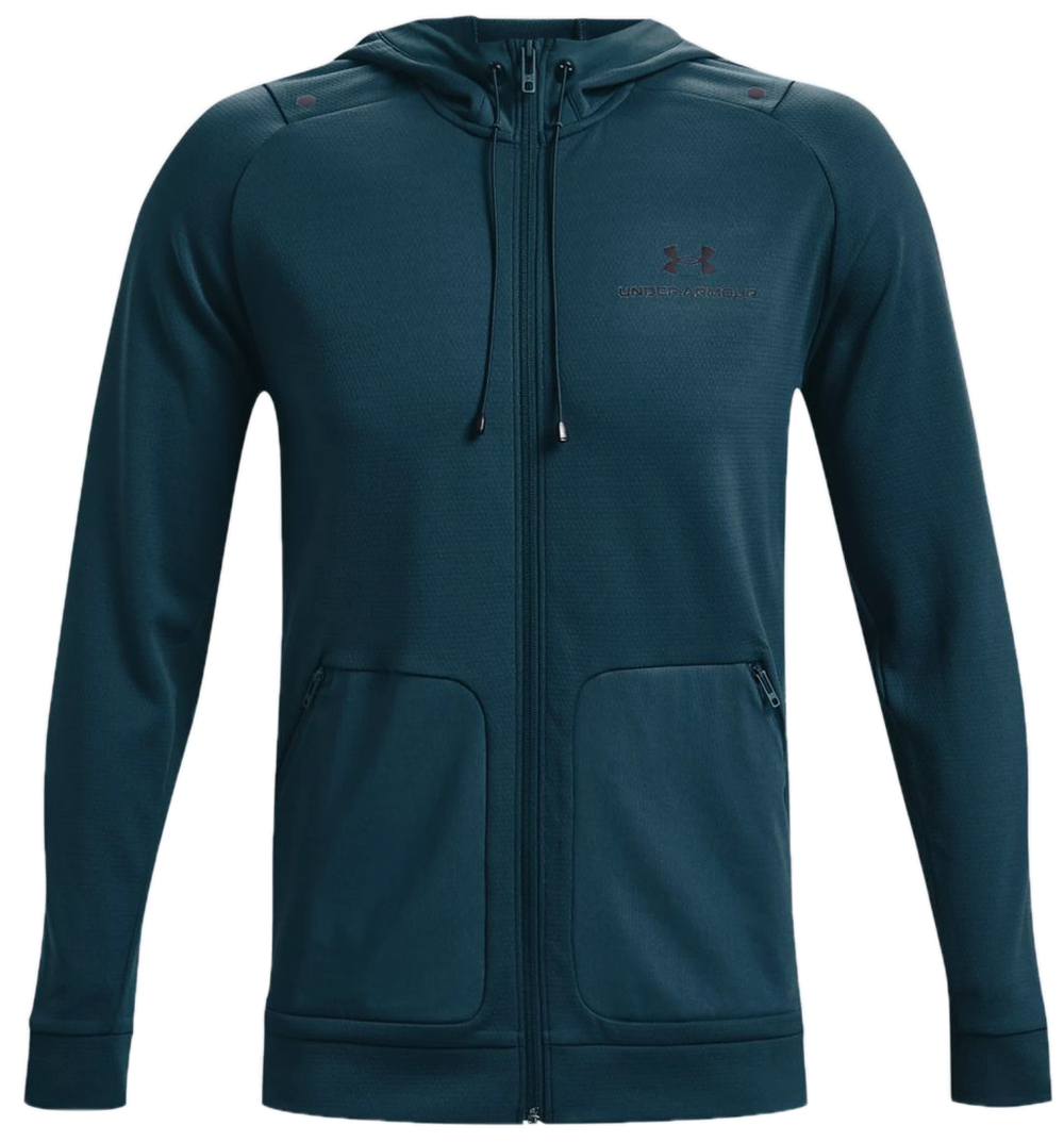Мужская теннисная кофта Under Armour Rush Warm-Up Full-Zip Hoodie - blue note/black
