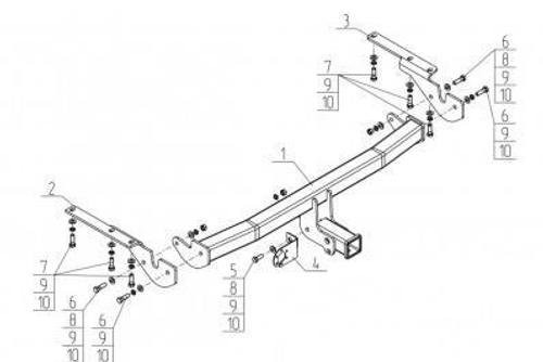Фаркоп AvtoS TY 51 для Toyota RAV4 2007-2012(паспорт и сертификат в комплекте)(без электрики)