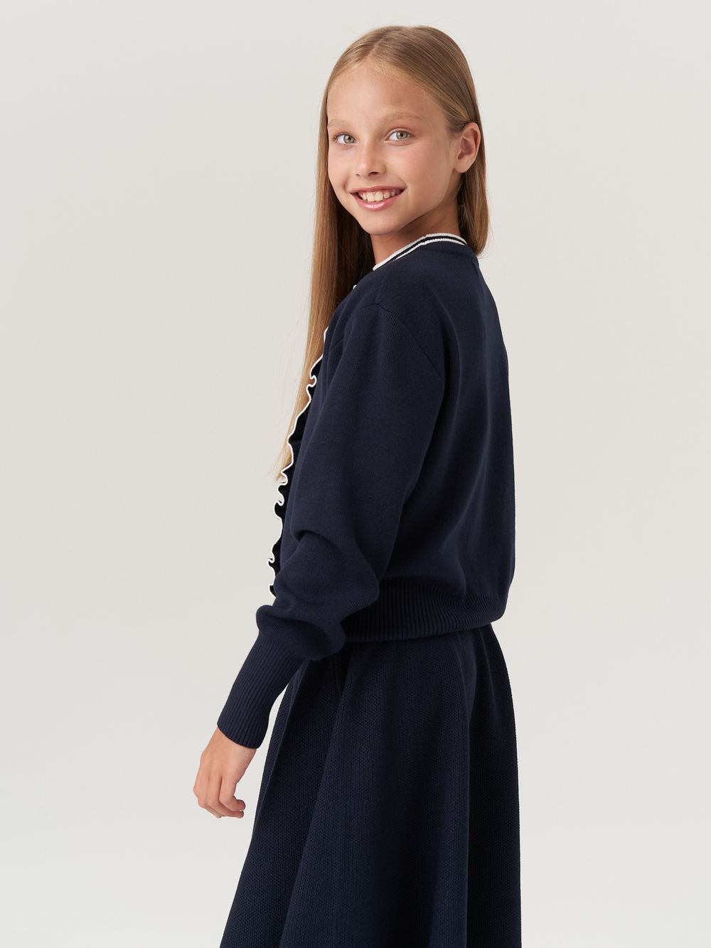 Кардиган школьный для девочки AT585 синий
