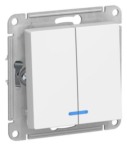 Выключатель 2-кл. AtlasDesign (сх. 5а) 10AX с подсветкой механизм лотос SE ATN001353