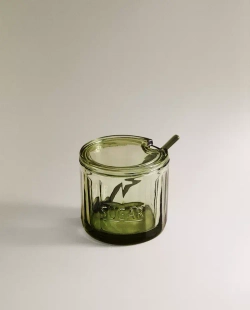 ZARA HOME СТЕКЛЯННАЯ САХАРНИЦА, ЗЕЛЕНЫЙ