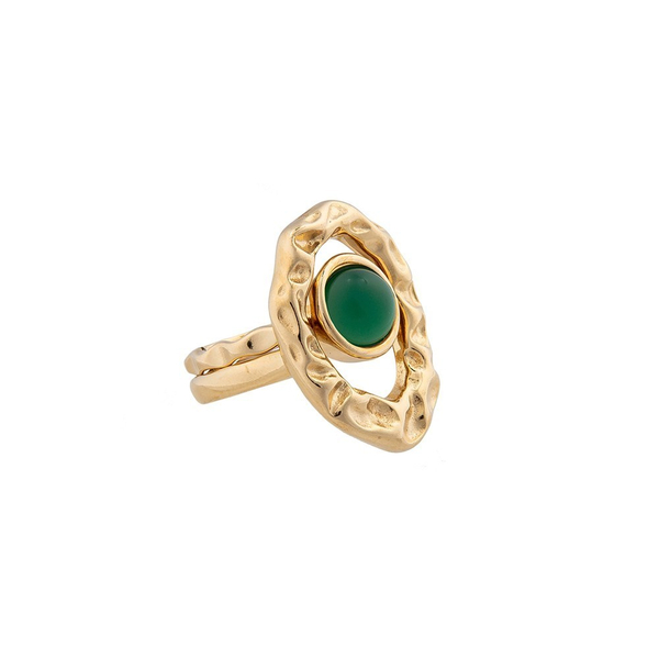 Кольцо двойное Possebon Green Agate 16.5 мм K7158.17/16.5 G/G
