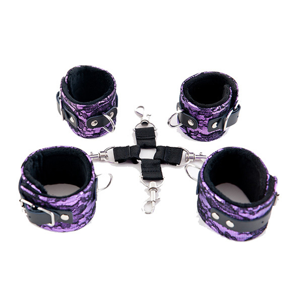 Пурпурный кружевной бондажный комплект ToyFa Marcus 714003