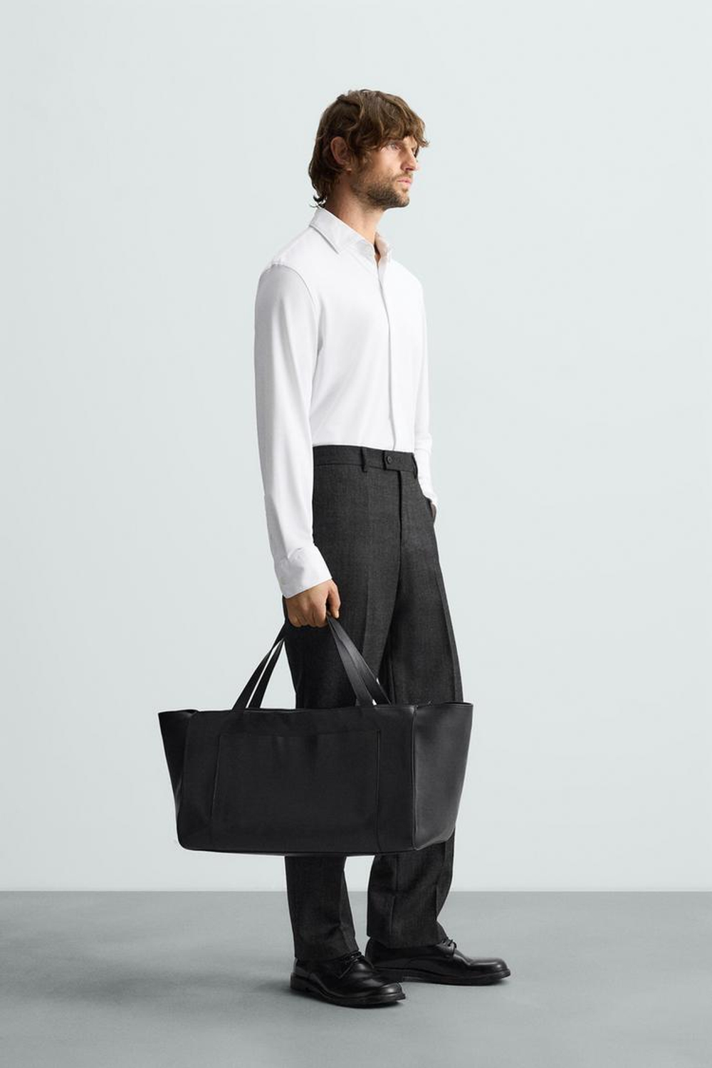 ZARА РУБАШКА ИЗ ЭЛАСТИЧНОЙ РЕЛЬЕФНОЙ ТКАНИ, БЕЛЫЙ