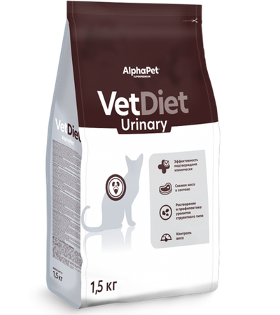 AlphaPet Vet Diet Urinary для кошек и котов 1,5кг.