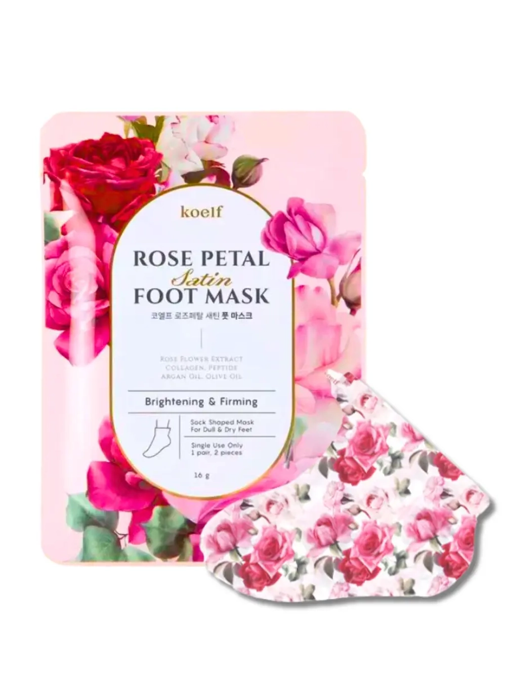 KOELF - МАСКА - НОСОЧКИ ДЛЯ НОГ С ЭКСТРАКТОМ РОЗЫ KOELF ROSE PETAL SATIN FOOT MASK