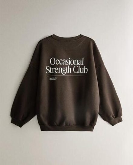 ZARA HOME ХЛОПКОВАЯ СПОРТИВНАЯ ТОЛСТОВКА, КОРИЧНЕВЫЙ