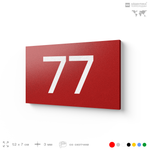 Табличка с номером 77 на дверь квартиры, для офиса, кабинета, аудитории, склада, красная 120х70 мм, Айдентика Технолоджи