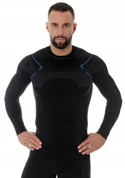 Термофутболка мужская с длинным рукавом Brubeck Thermo Nilit Heat New, чёрный/голубой