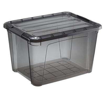 Ящик для хранения с замками КИП 15,5 л 375x285x230 чёрный прозрачный