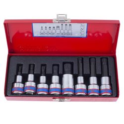 KING TONY (4128PR) Набор торцевых насадок 1/2", SPLINE, M5-M16, 8 предметов