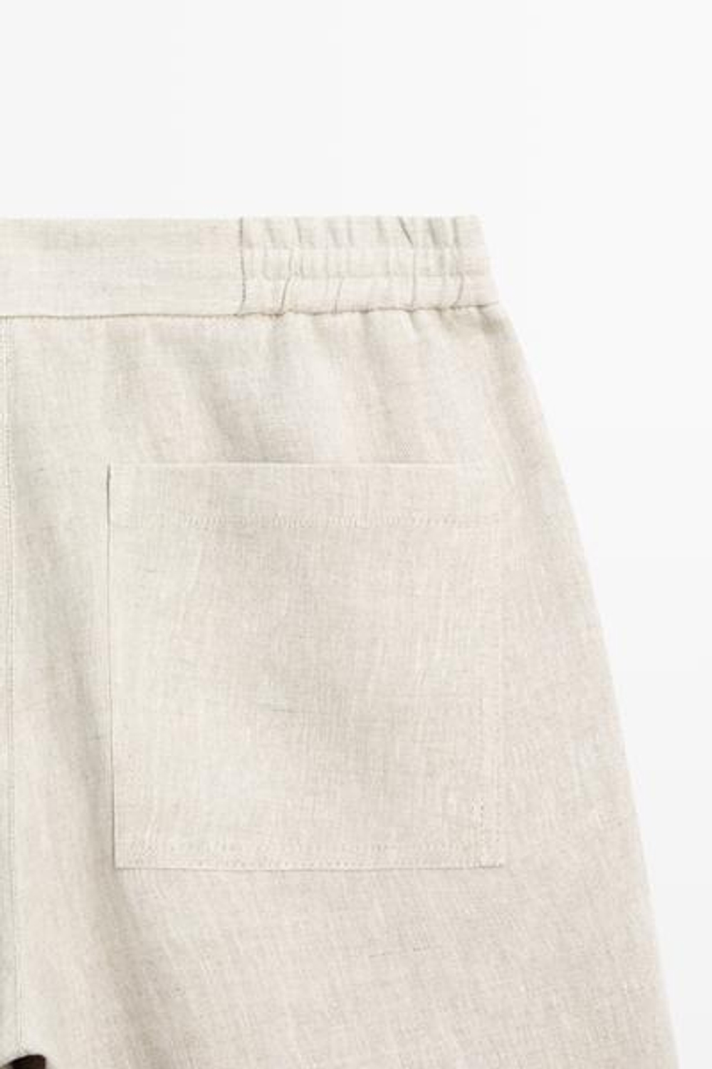 ZARA Льняные шорты-бермуды с эластичным поясом, кремовый