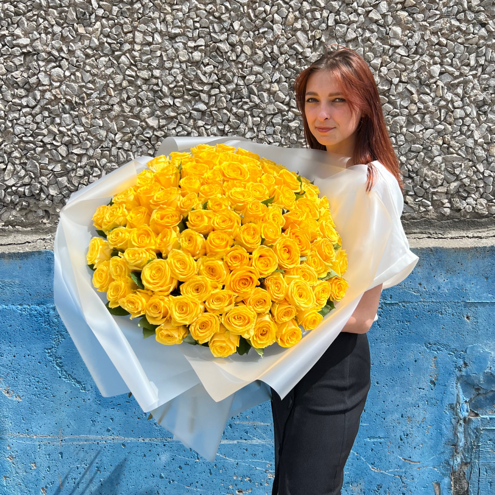Букет из 101 желтой розы