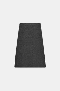 ZARA ТРИКОТАЖНАЯ ЮБКА МИДИ, СЕРЫЙ