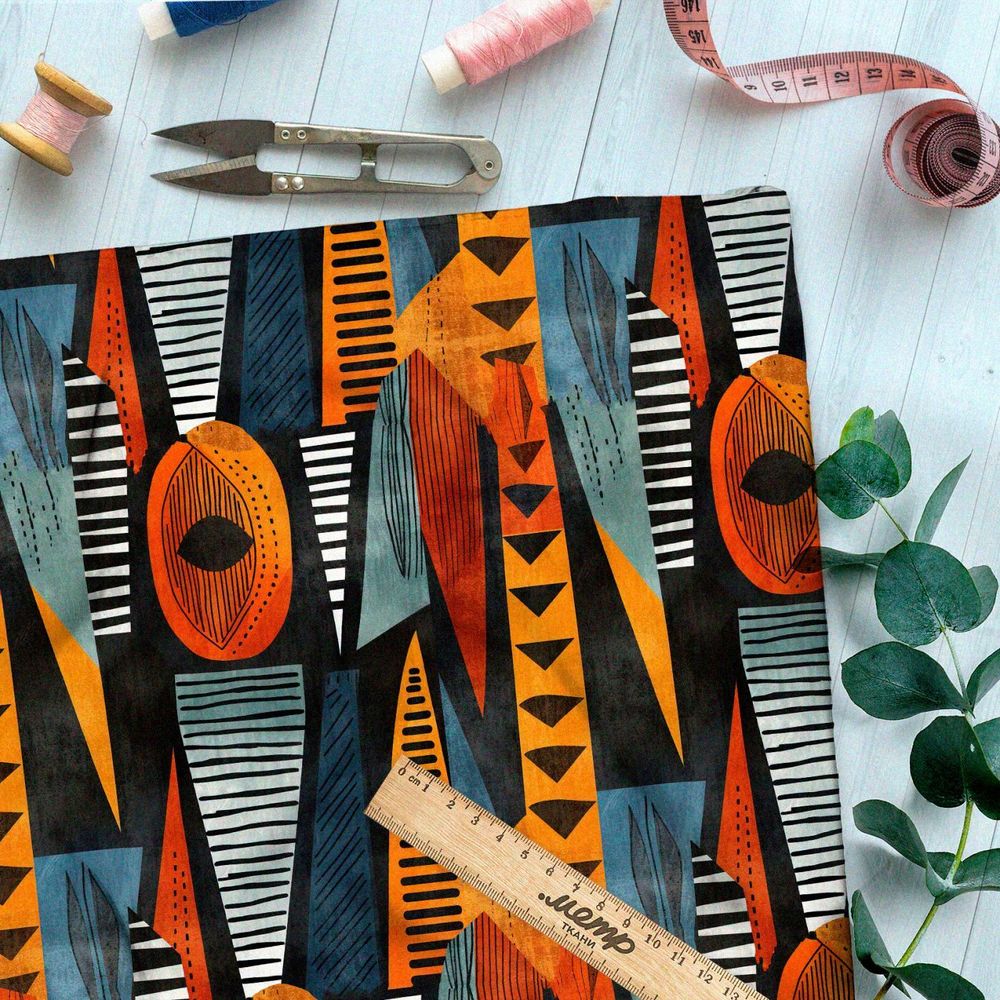 Ткань премиум атлас этнический шик