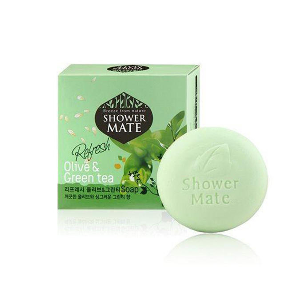 Мыло косметическое "Оливки и зеленый чай", Kerasys Shower Mate soap  100г