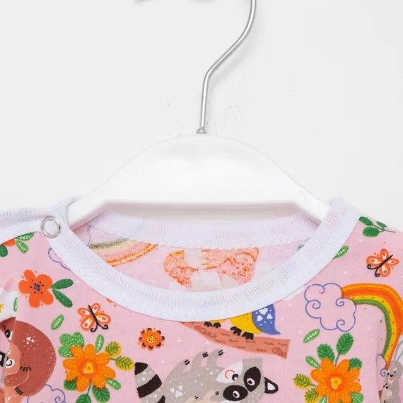 Боди детское, цвет розовый/звери, рост 68 см