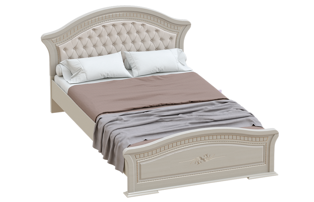 Кровать 1600 Николь Ясень жемчужный / Ваниль