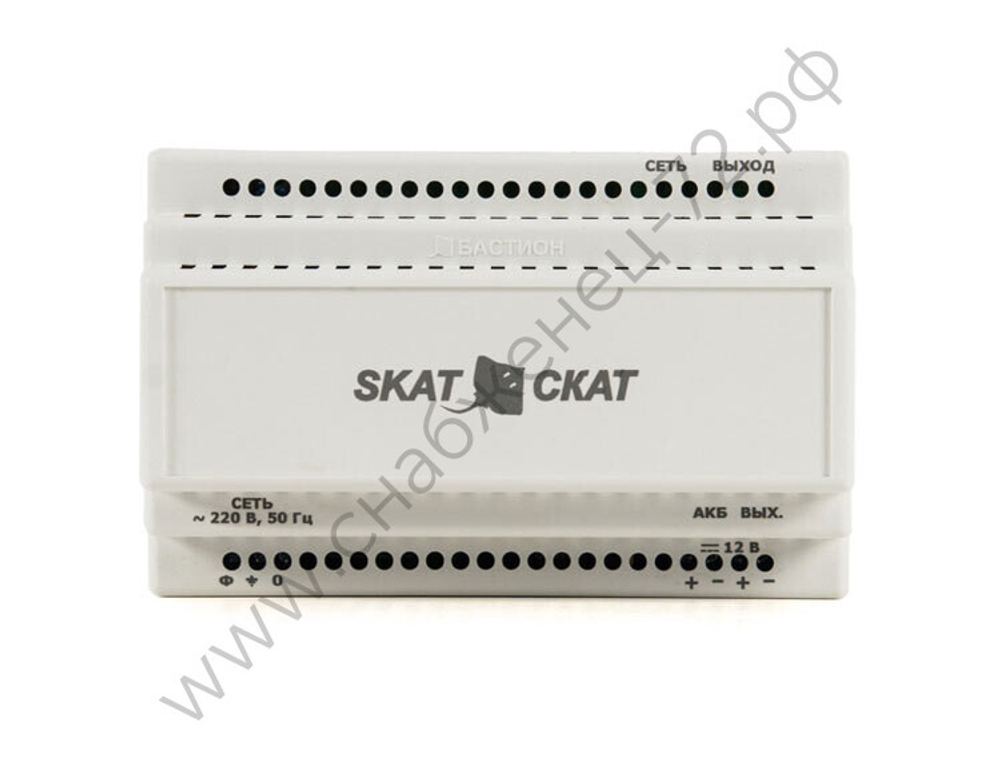 SKAT-12-6.0 DIN (СКАТ ИБП-12/6-DIN) источник питания 12В 6А пластиковый корпус под DIN рейку 35 мм