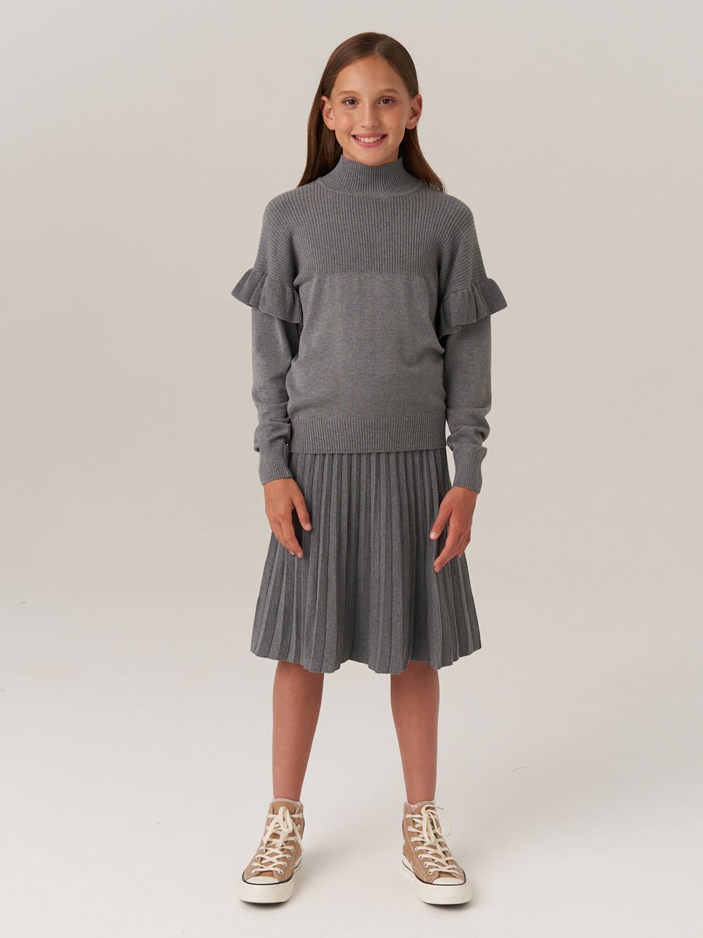 Юбка школьная для девочки AT883 серый