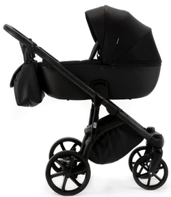 Детская коляска Adamex Nola Natura 2 в 1 N-11-CARBON (ЧЕРН + ЧЕРН. КОЖА)