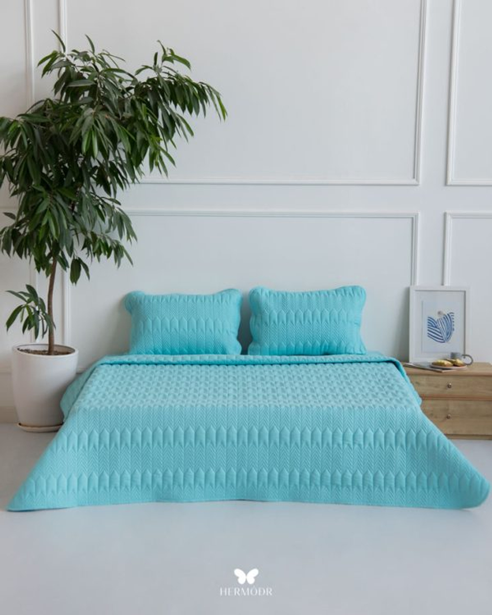 Комплект стеганного покрывала и 2 наволочек Kaj Navy Hermodr 130220327 Иран