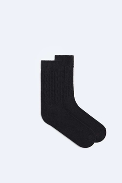 ZARA НОСКИ С УЗОРОМ «КОСЫ», ЧЕРНЫЙ