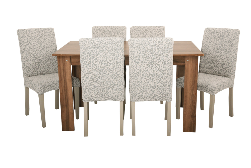 Чехол на стул без оборки Жаккард, цвет Кремовый, Набор 6 шт.