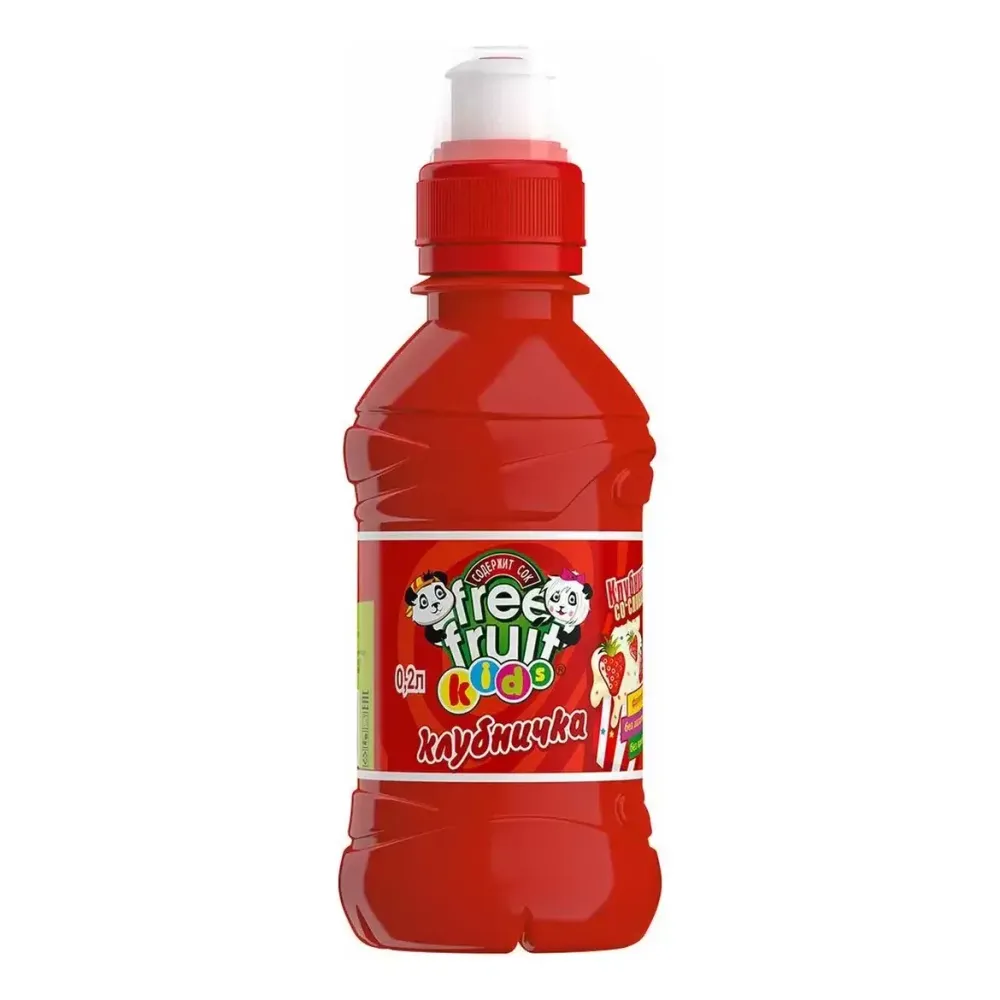 Напиток безалкогольный негазированный "Клубничка" ТМ Free Fruit kids", ПЭТ 0.2л