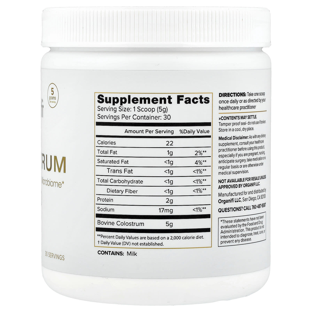 Organifi, молозиво, без добавок, 150 г (5,29 унции)