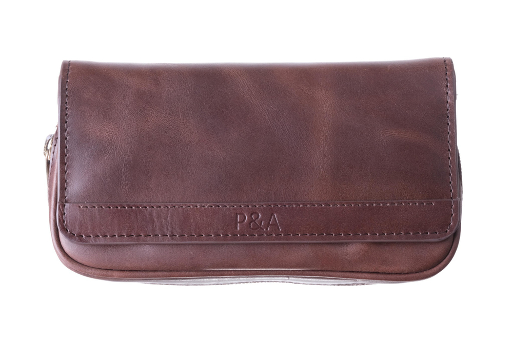 Сумка трубочная P&A для 2-х трубок и табака, натуральная кожа Crazy Horse 417ME-Crazy-Horse