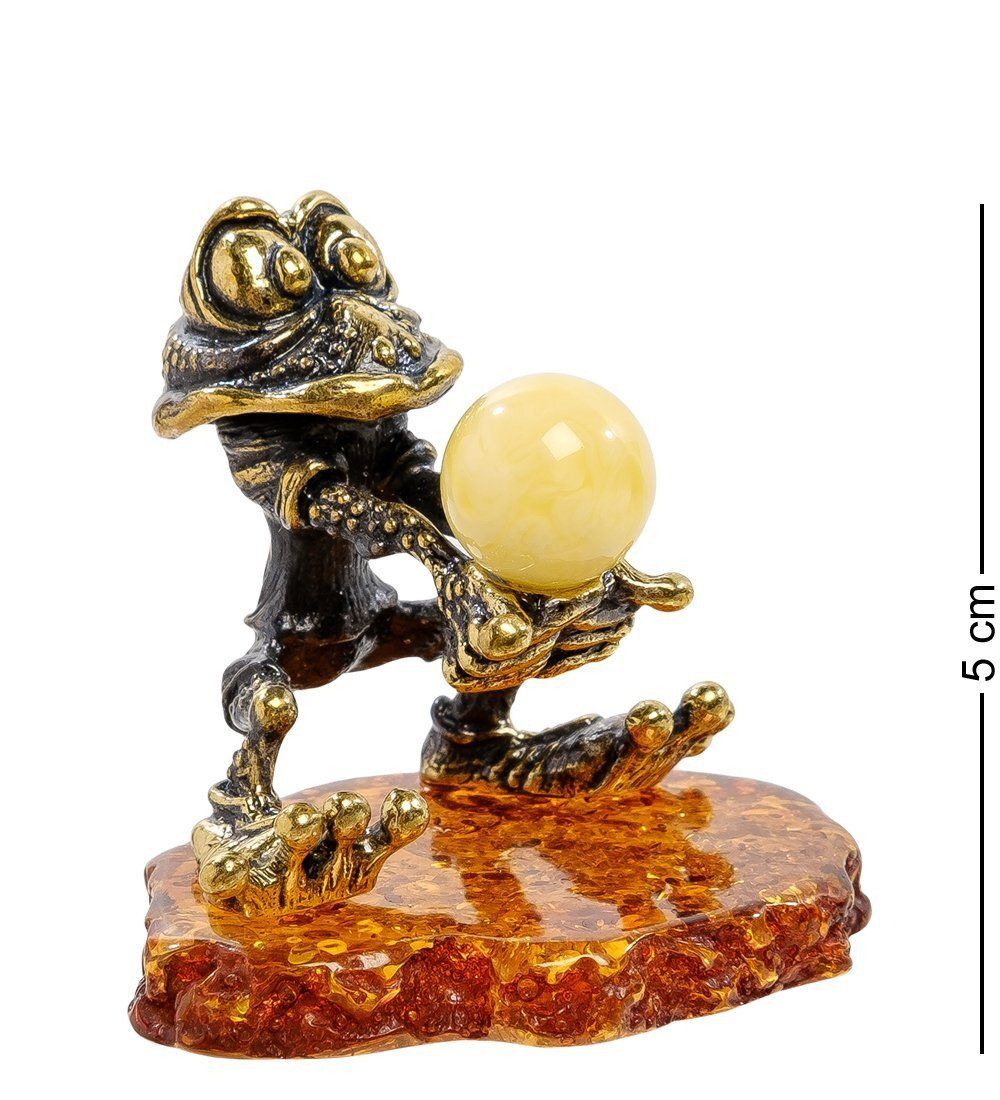 Народные промыслы AM-2197 Фигурка «Лягушка-волейбол» (латунь, янтарь)