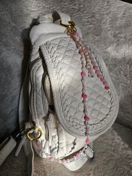 Обвес на сумку с натуральными камнями на двух карабинах, подвеска, авторская ручная работа "Яблонька"