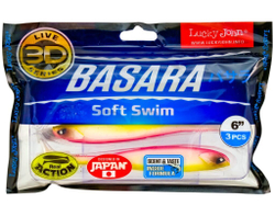 Виброхвост LUCKY JOHN Basara Soft Swim 3D, 6.0in (152 мм), цвет PG04, 3 шт.
