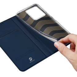 Чехол книжка из PU кожи синего цвета от Dux Ducis для Xiaomi Redmi Note 14S, серия Skin Pro Series Case