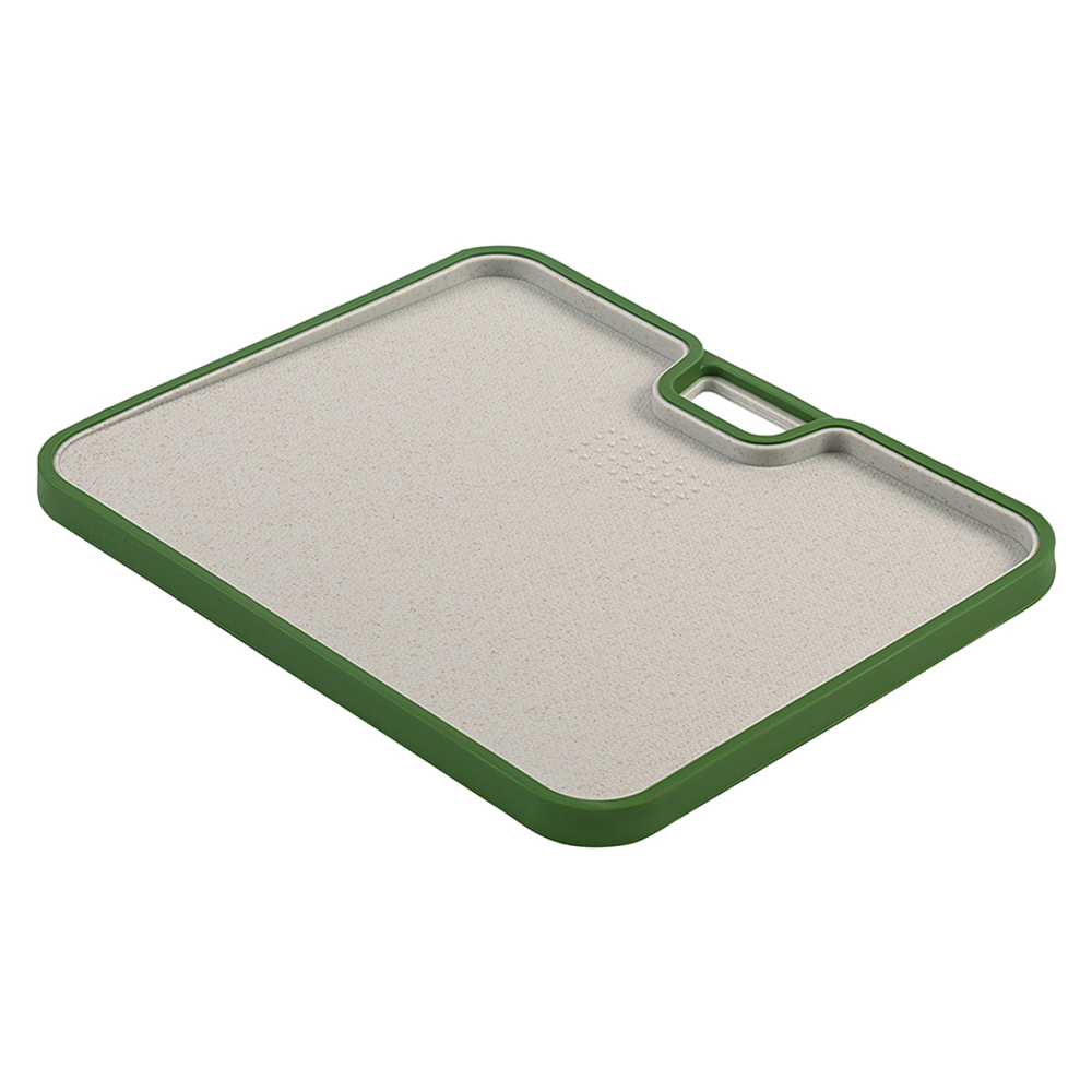 Доска разделочная из пшеничного волокна двусторонняя ness, 34х28 см, светло-серая с зеленым кантом