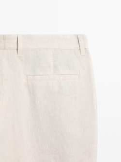 Massimo Dutti Брюки от льняного костюма, кремовый