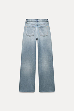 ZARA ДЖИНСЫ С ВЫСОКОЙ ПОСАДКОЙ TRF WIDE LEG, ГОЛУБОЙ