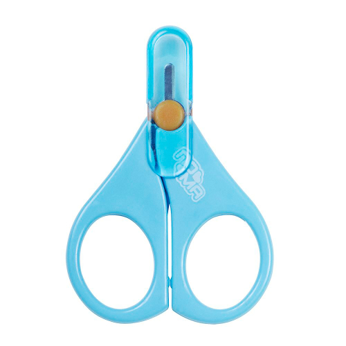 Ножницы детские с колпачком 1 шт. ПОМА, голубой