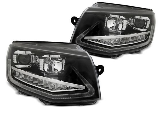 Передние фары Tube Light для Volkswagen T6 (15-19) динамические черные