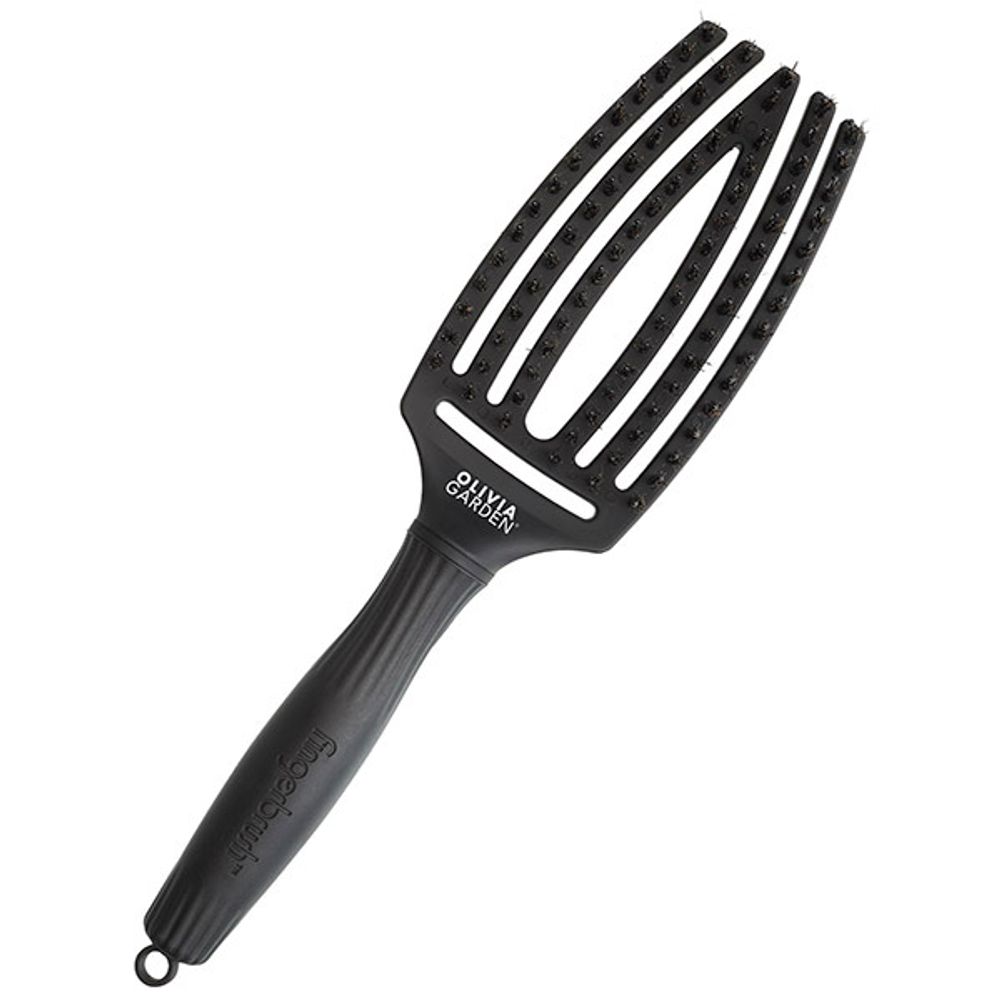 Щетка для волос Olivia Garden Fingerbrush, Care Iconic Boar&Nylon Full, Black, M ID1729