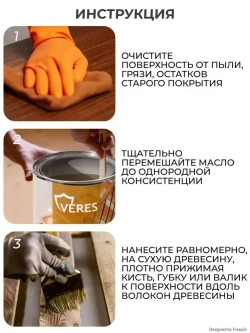 Масло для дерева для защиты и декоративной отделки деревянных окон, перил, оград, дверей,садовой мебели для внутренних и наружных работ Veres / Верес Interior Oil, 3 л, белое