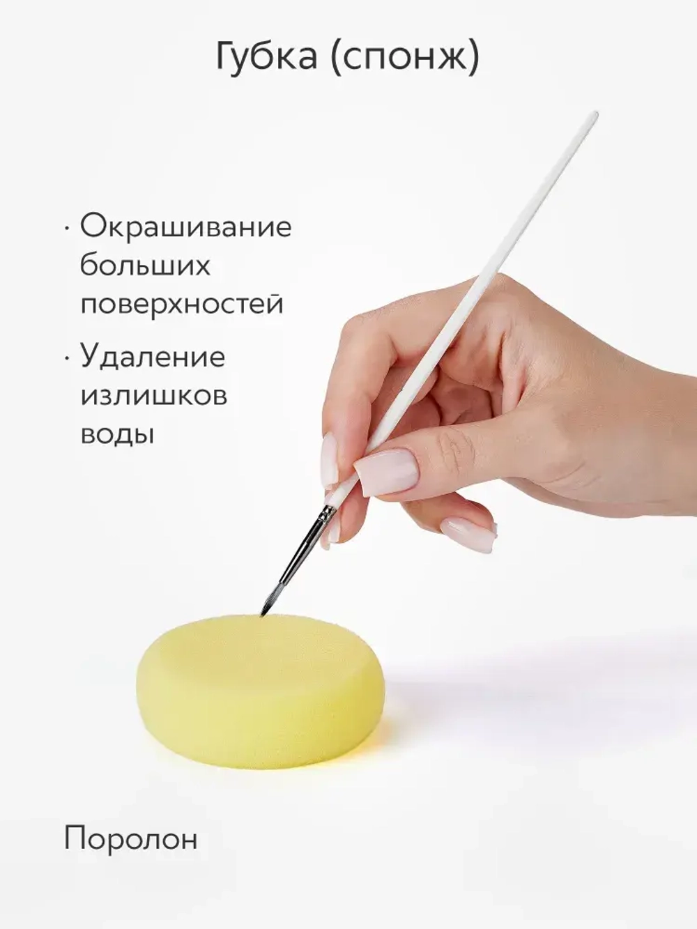 Набор кистей для рисования и аксессуары в пенале (15 кисточек + мастихин, губка) 18 предметов, белая ручка серый ворс