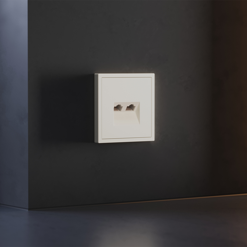 Накладка для розетки компьютерной двойной RJ45+RJ45 кат.6, S70 (хлопок)