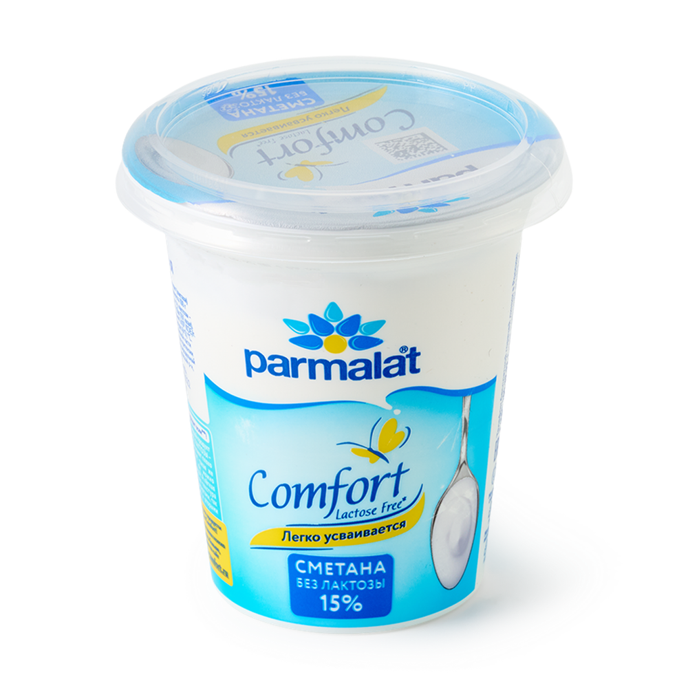 Сметана "Простоквашино" 15% безлактозная 260гр