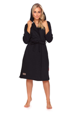 Хлопковый халат со съемным поясом (Размер: L) (Цвет: черный)