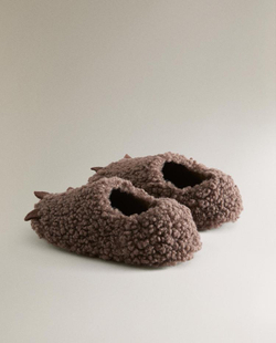 ZARA HOME ДЕТСКИЕ ТАПОЧКИ С КОГТЯМИ, КОРИЧНЕВЫЙ